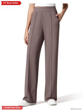 Wide Leg Yoga Dress Pants High Waist Trousers with Pockets